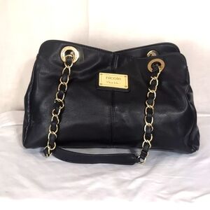 Nicole by Nicole Miller Black Faux Leather Goldtone Hardware Bag